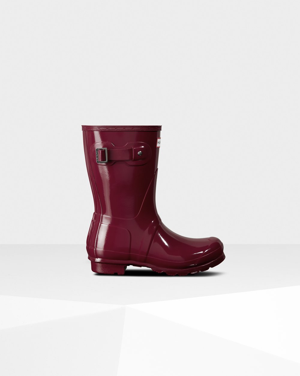 Bottes Courtes de Pluie Hunter Original Gloss Femme Bordeaux/Rouge EKYOMQL-82